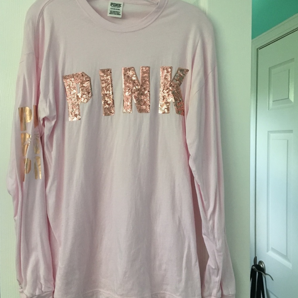 PINK logo sparkles long sleeve